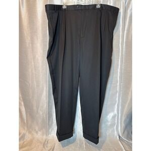 NWT Perry Ellis America Men Black Ice Pleated Dress Pants Waist 50‎ Length 30